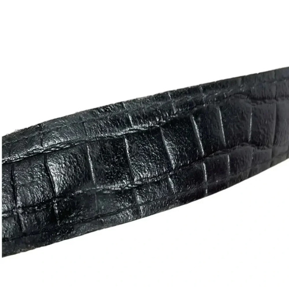 Unique Gold/Silver Shell Motif Buckle Genuine Leather Belt 33 1/2" Long - Picture 3 of 5